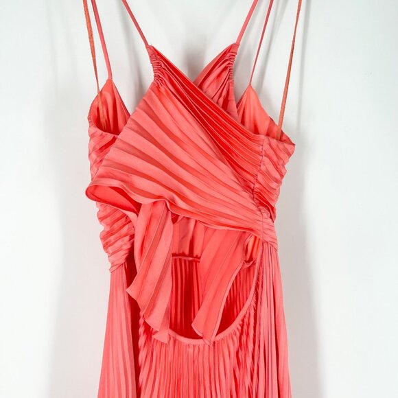 NWT A.L.C. Aries Pleated Satin Maxi Dress in Maillot - Picture 7 of 10